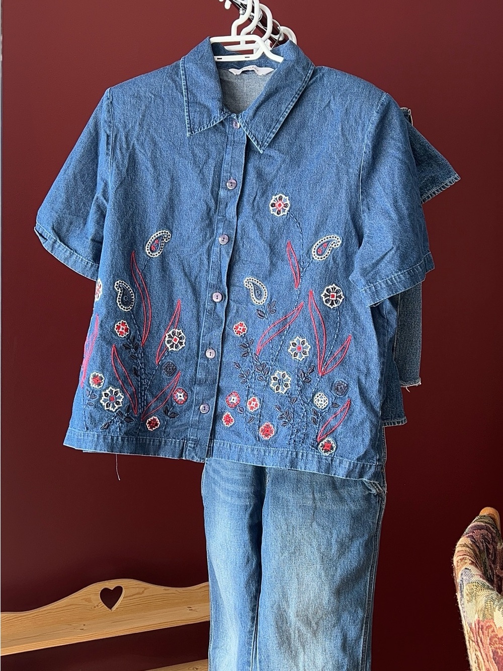 TanJay Blue Denim Button-Up Top with Subtle Wash